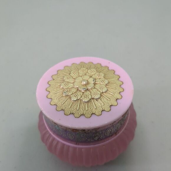 Vintage Avon Elusive Cream Sachet Jar Pink And Gold Empty 1970 - Picture 2 of 3